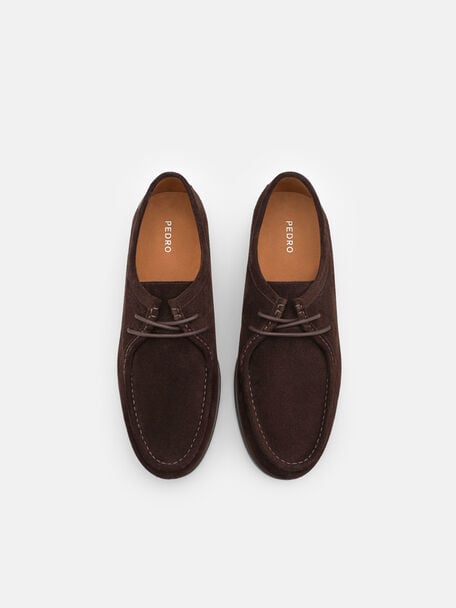 Suede Moc-Toe Derby Shoes, , hi-res
