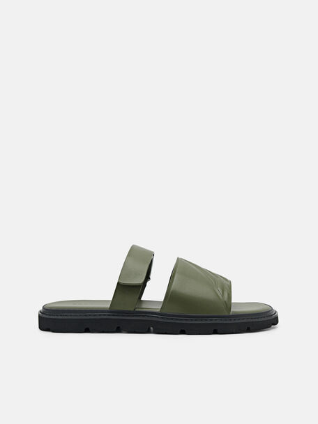 Sandal Slide Bertekstur, Military Green