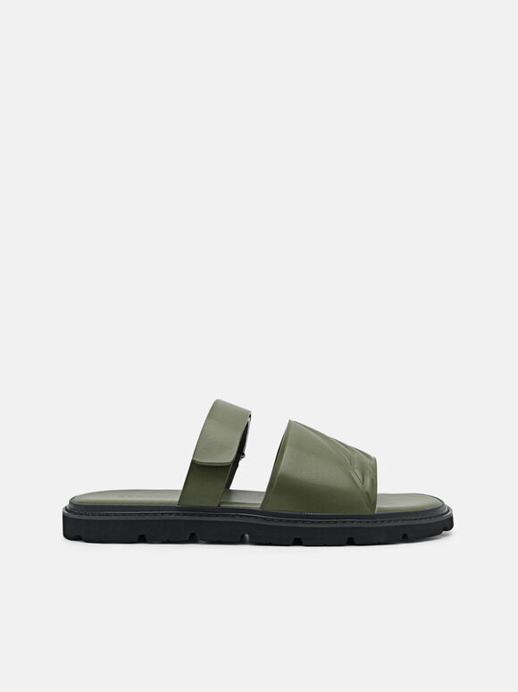 Sandal Slide Bertekstur, Military Green