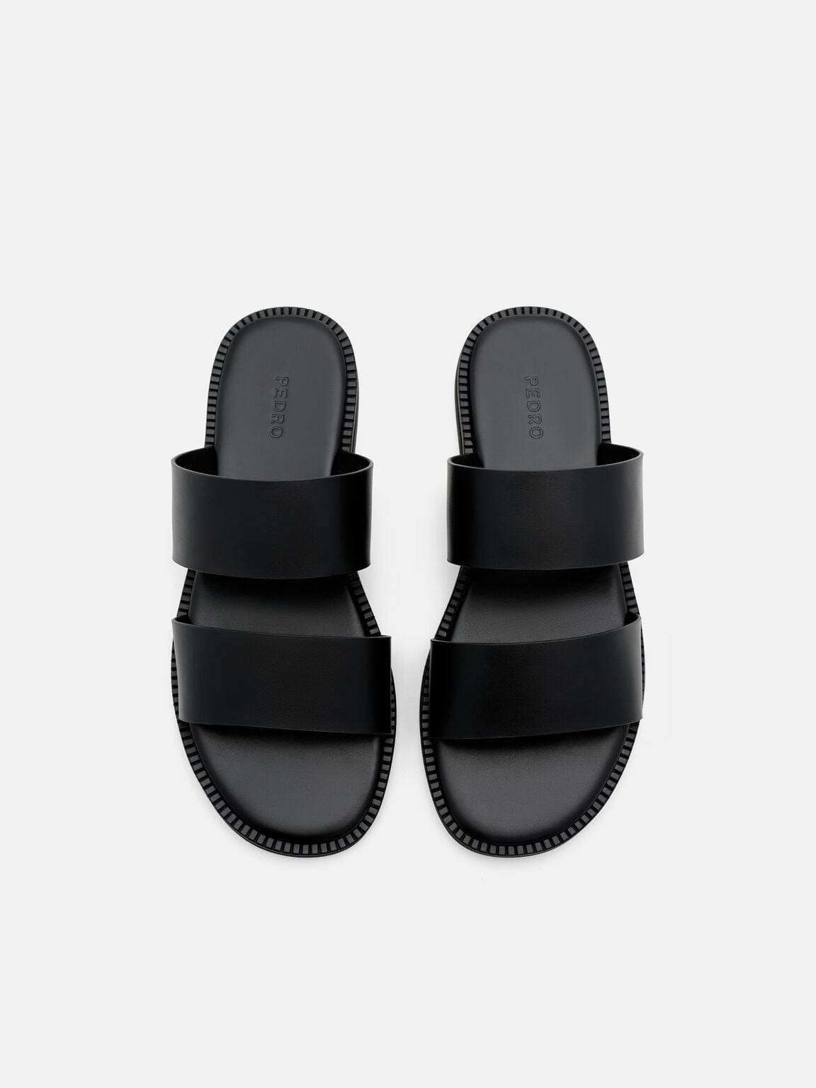 Leather Double-Strap Slide Sandals, , hi-res