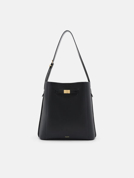 Tas Bucket Kulit Jatte dengan Sabuk, , hi-res