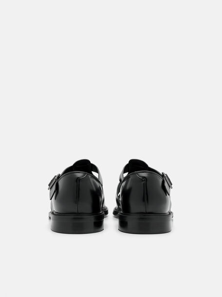 PEDRO Icon Leather Heel Sandals, Black