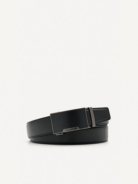 Embossed Leather Automatic Belt, Black, hi-res