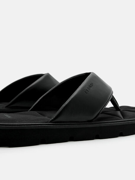 PEDRO Icon Leather Heel Sandals, Black