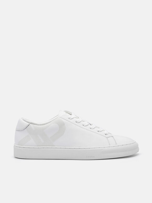 Women's PEDRO Icon Leather Sneakers, White, hi-res