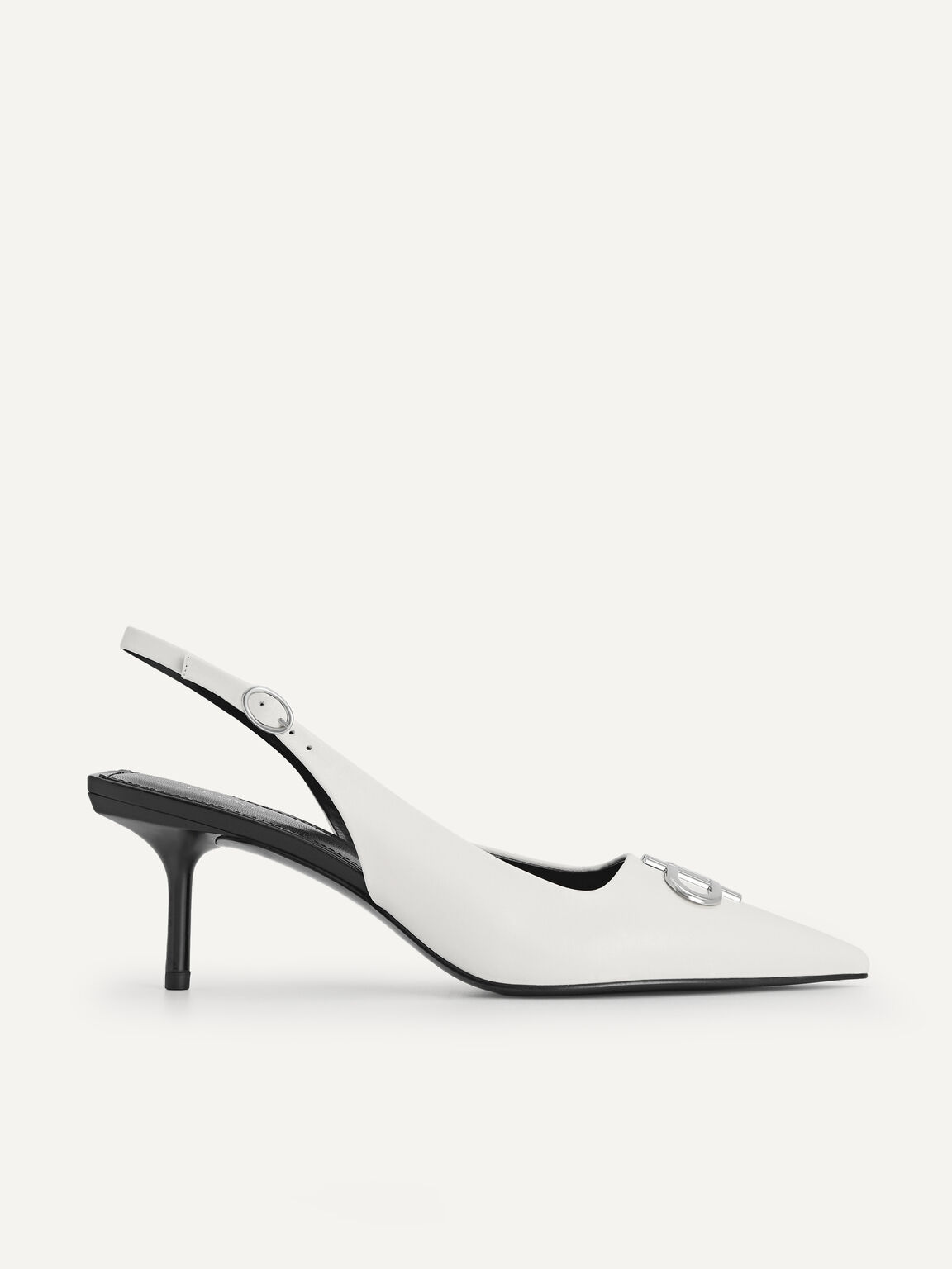 Icon Leather Pointed Toe Slingback Heels, , hi-res