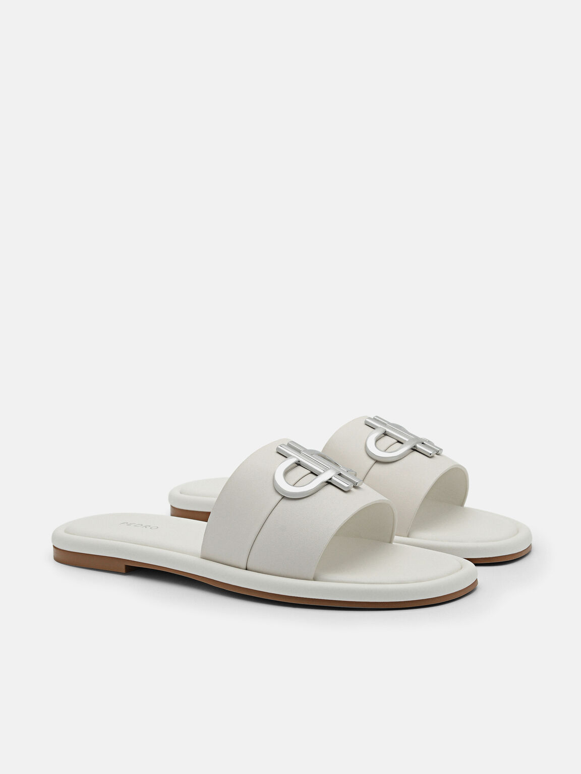 PEDRO Icon Leather Slide Sandals, Chalk