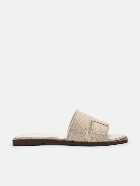 Iza Flat Sandals, Gold, hi-res