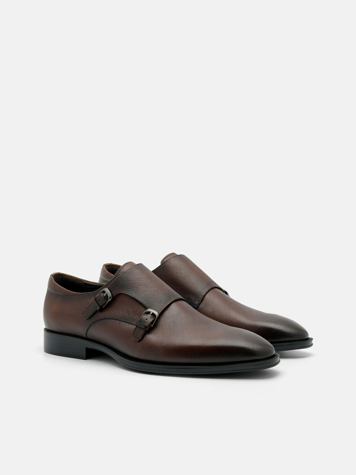 Saffiano Leather Double Monkstrap Shoes, , hi-res