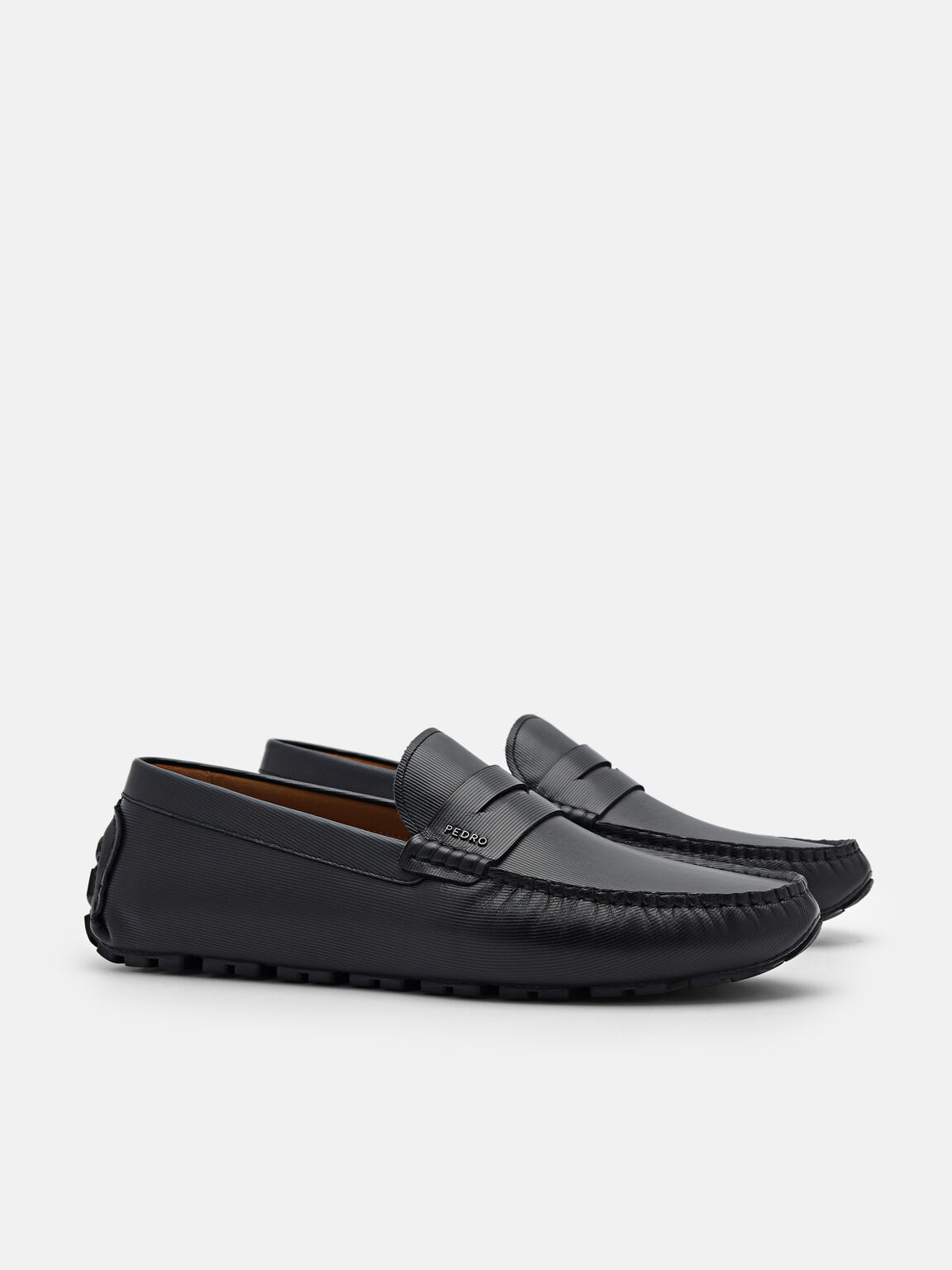 Embossed Leather Penny Loafers, , hi-res