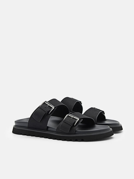 PEDRO Icon Leather Heel Sandals, Black