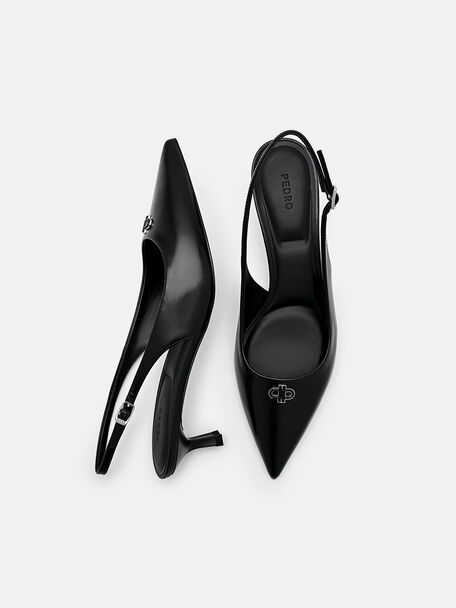 PEDRO Icon Leather Heel Sandals, Black