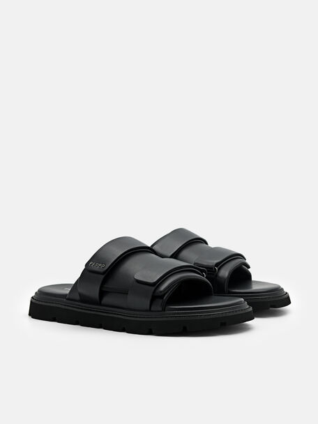 PEDRO Icon Leather Heel Sandals, Black