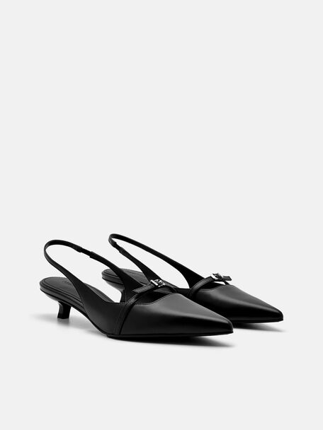 PEDRO Icon Leather Heel Sandals, Black