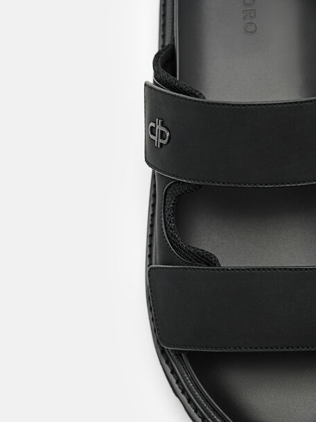 PEDRO Icon Leather Heel Sandals, Black