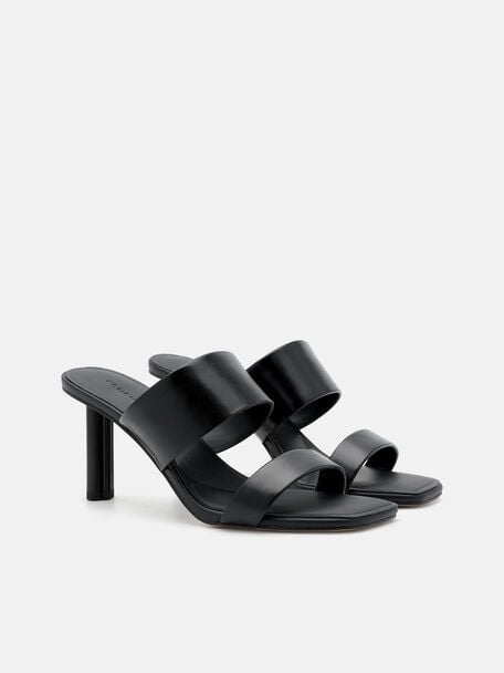 PEDRO Icon Leather Heel Sandals, Black