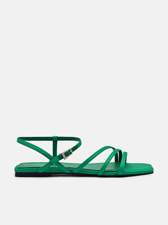 Peggy Ankle Strap Sandals, Green, hi-res