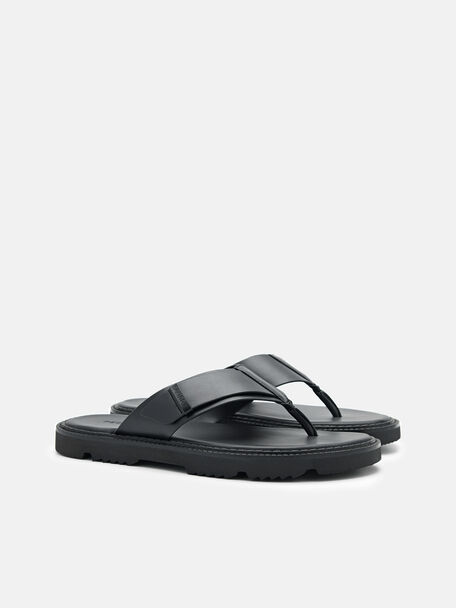 PEDRO Icon Leather Heel Sandals, Black