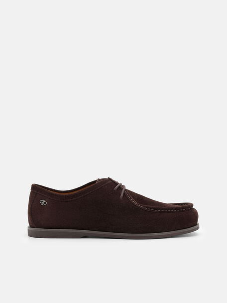 Suede Moc-Toe Derby Shoes, , hi-res