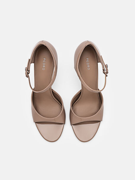 PEDRO Icon Leather Heel Sandals, Black