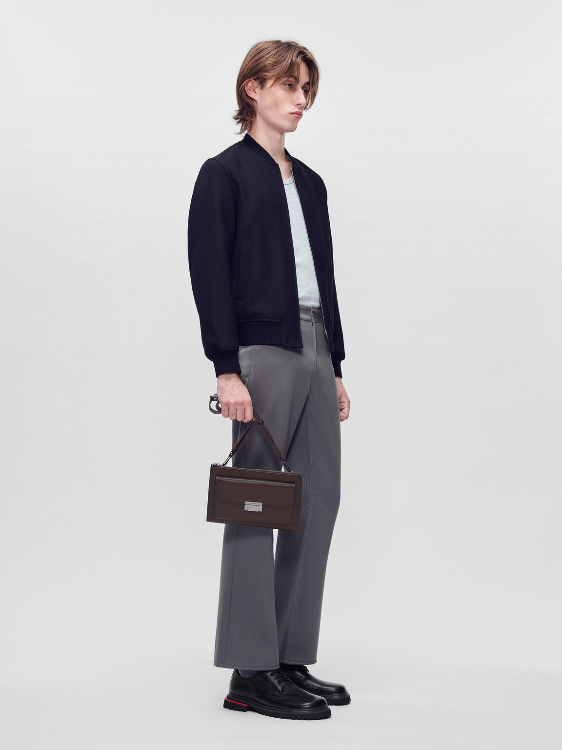 Henry Leather Clutch Bag, Dark Brown