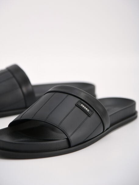 PEDRO Icon Leather Heel Sandals, Black