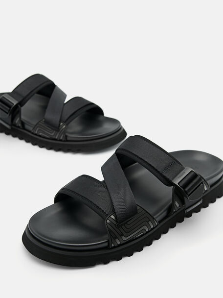 PEDRO Icon Leather Heel Sandals, Black