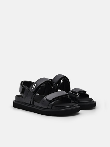 PEDRO Icon Leather Heel Sandals, Black
