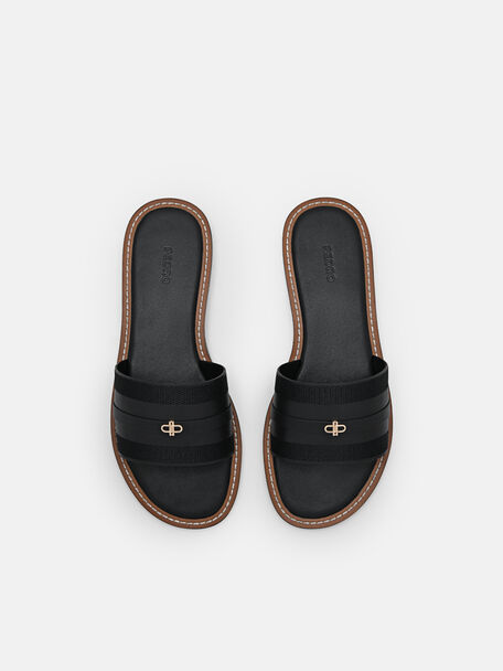 PEDRO Icon Leather Heel Sandals, Black
