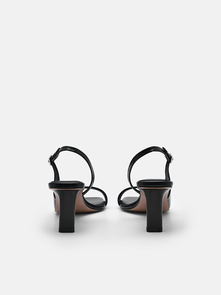 PEDRO Icon Leather Heel Sandals, Black