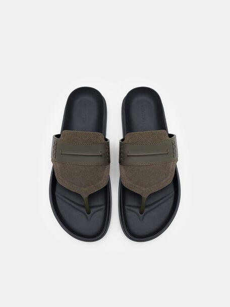 Suede Penny Thong Sandals, , hi-res