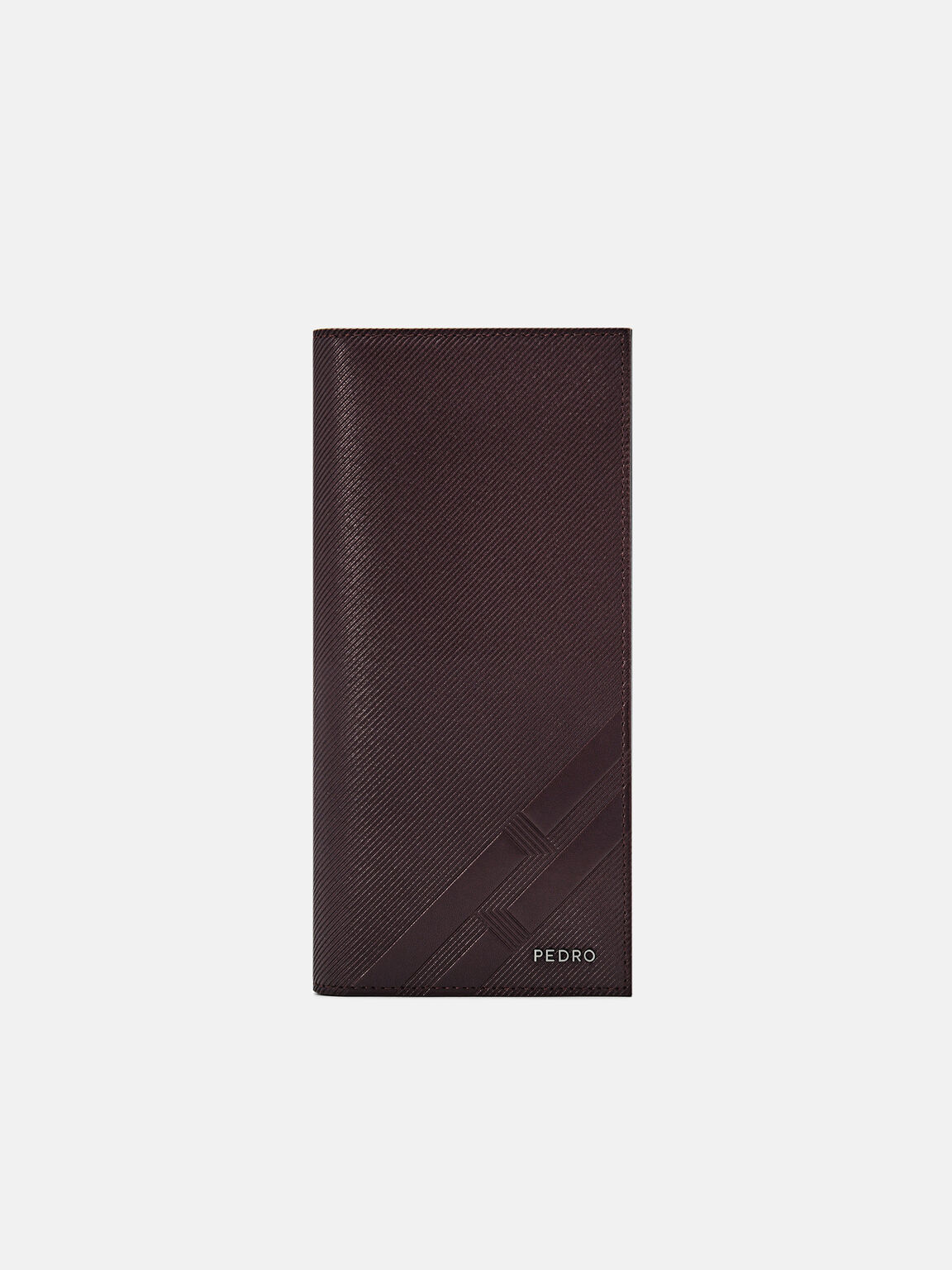 Dompet Panjang Kulit Emboss, Dark Brown
