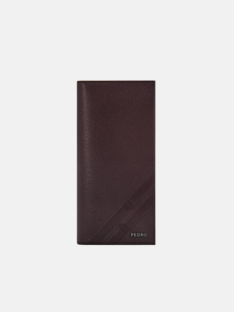 Dompet Panjang Kulit Emboss, Dark Brown