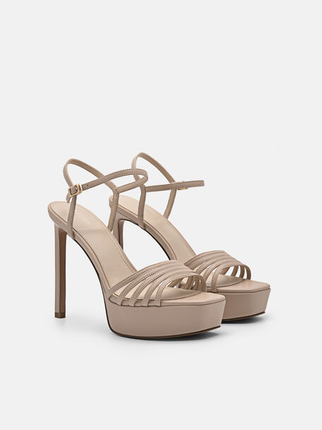 PEDRO Icon Leather Heel Sandals, Black