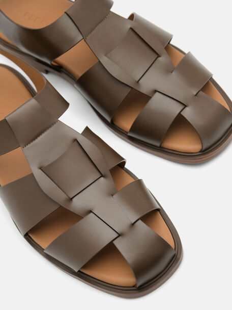 PEDRO Icon Leather Heel Sandals, Black