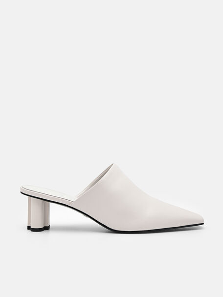 PEDRO Icon Leather Heel Mules, Chalk, hi-res