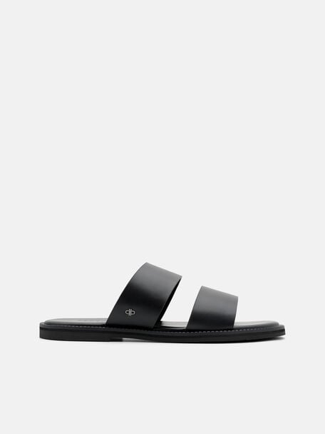 Leather Double-Strap Slide Sandals, , hi-res