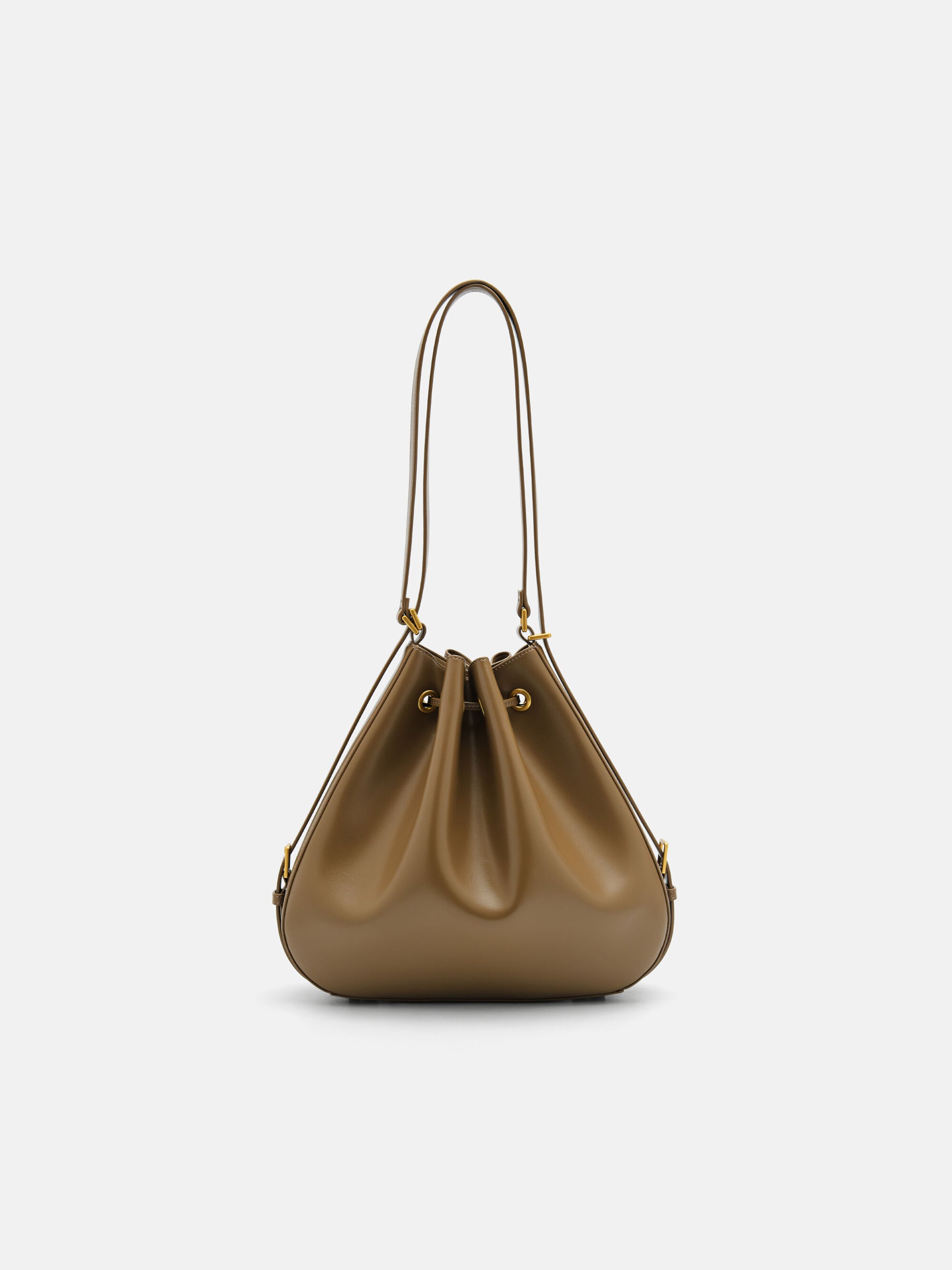 Wrinkled Drawstring Bucket Bag - Olive - PEDRO ID