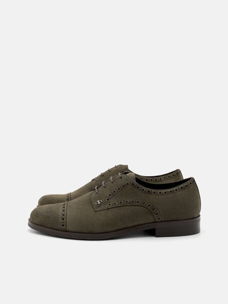 Suede Brogue Derby Shoes, , hi-res