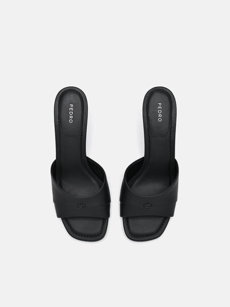 PEDRO Icon Leather Heel Sandals, Black