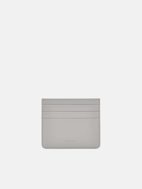 Leather Card Holder, Grey, hi-res