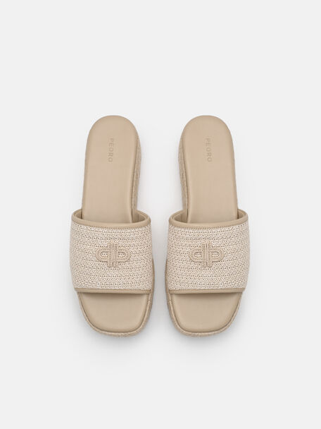 Raffia Wedge Sandals, , hi-res