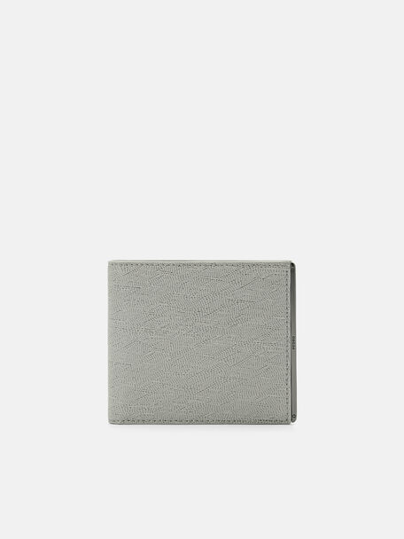 Leather Bi-Fold Card Holder, Grey