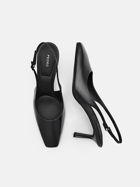 PEDRO Icon Leather Heel Sandals, Black