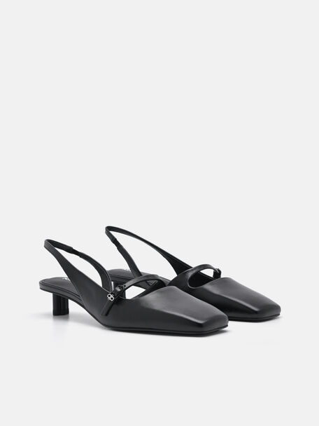 PEDRO Icon Leather Heel Sandals, Black