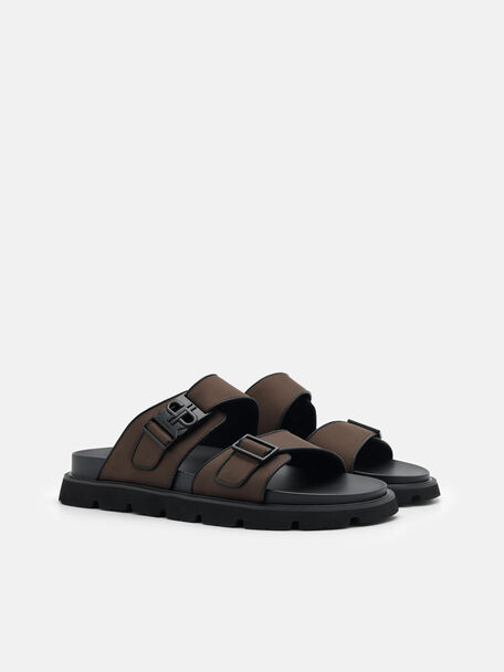 PEDRO Icon Leather Heel Sandals, Black