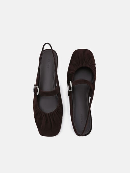 Sepatu Flat Ballerina Suede Gabrielle, , hi-res