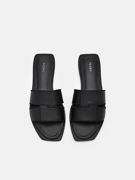PEDRO Icon Leather Heel Sandals, Black