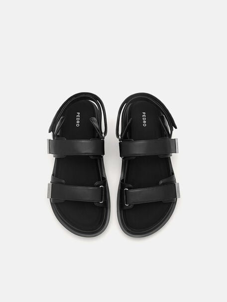 PEDRO Icon Leather Heel Sandals, Black
