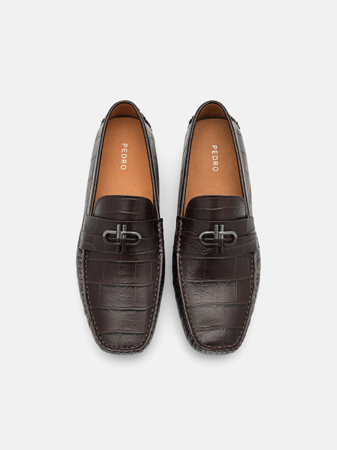PEDRO Icon Croc-Embossed Leather Driving Shoes, 